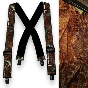 RealTree Camo Suspenders 2" Wide Elastic Clip On Adjustable Outdoor Hunting